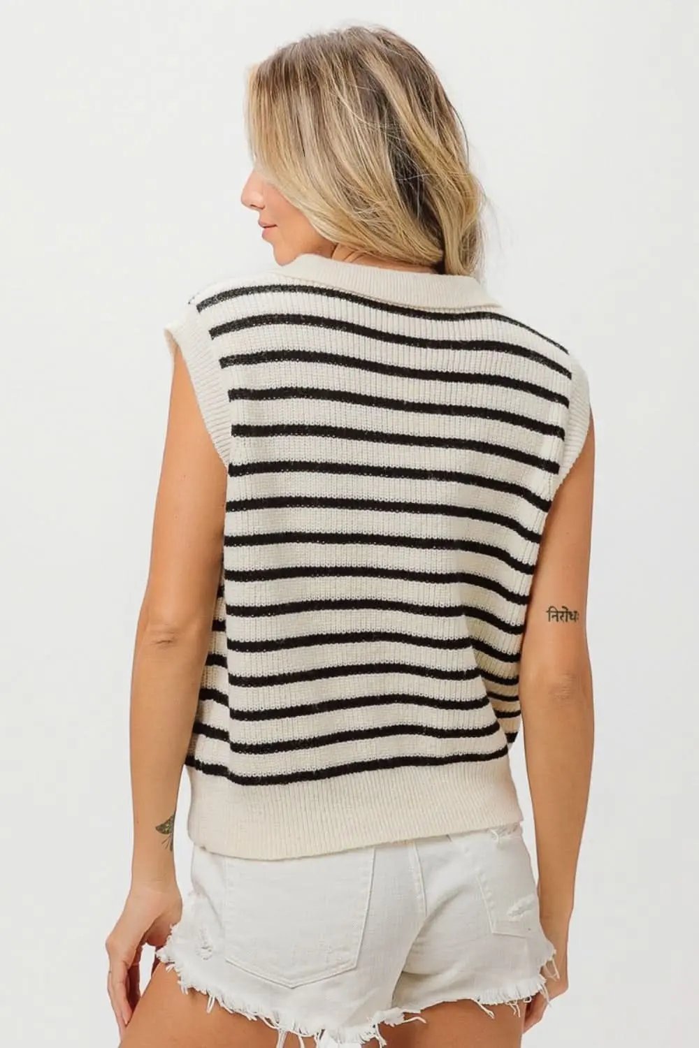 BiBi floral patch striped vest - Love Salve